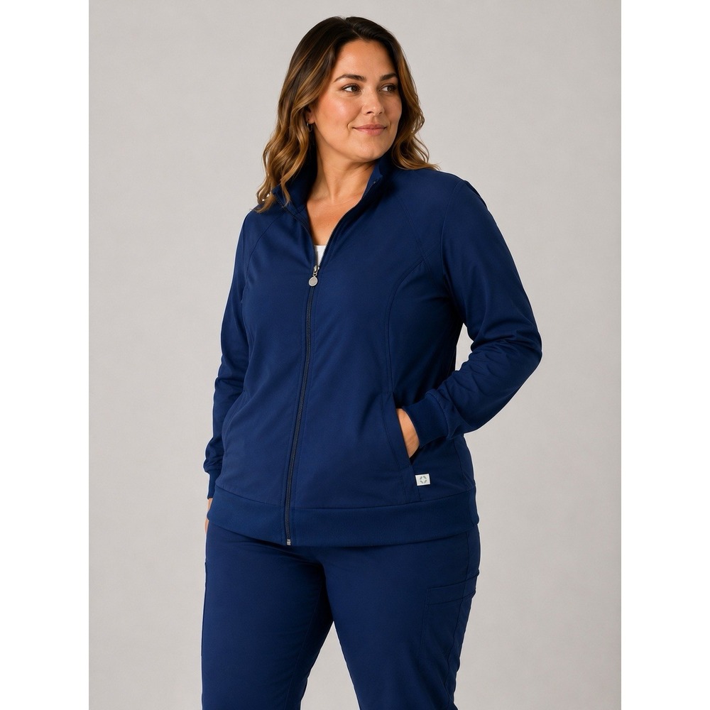 Cherokee Infinity 2391A Women's Scrub Jacket Large L Navy Blue Zip Front